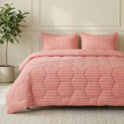 Easy Dekbed Zonder Overtrek - Double Stripe - Roze