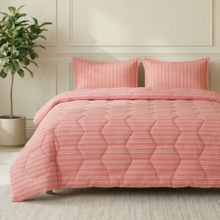 Easy Dekbed Zonder Overtrek - Double Stripe - Roze