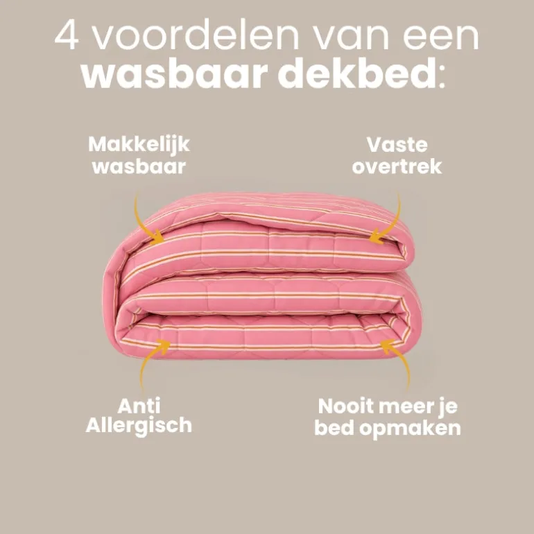 Easy Dekbed Zonder Overtrek - Double Stripe - Roze