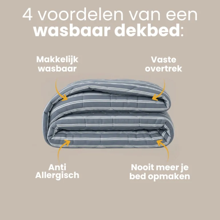 Easy Dekbed Zonder Overtrek - Double Stripe - Blauw
