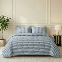 Easy Dekbed Zonder Overtrek - Double Stripe - Blauw