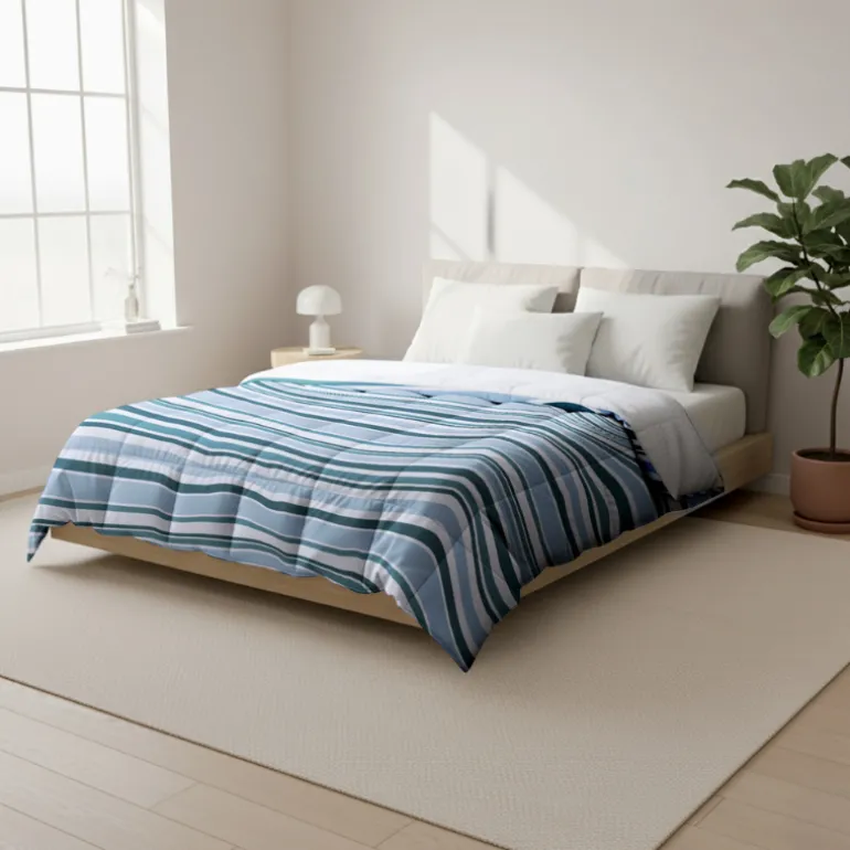 Easy Dekbed Zonder Overtrek - Horizontal Lines - Navy