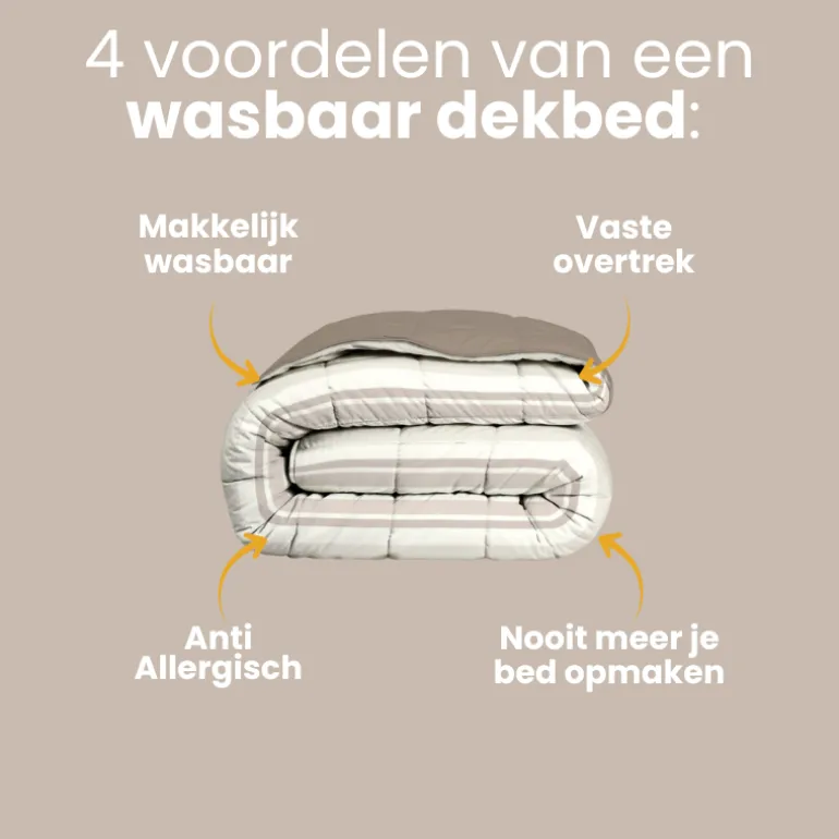Easy Dekbed Zonder Overtrek - Horizontal Lines - Beige