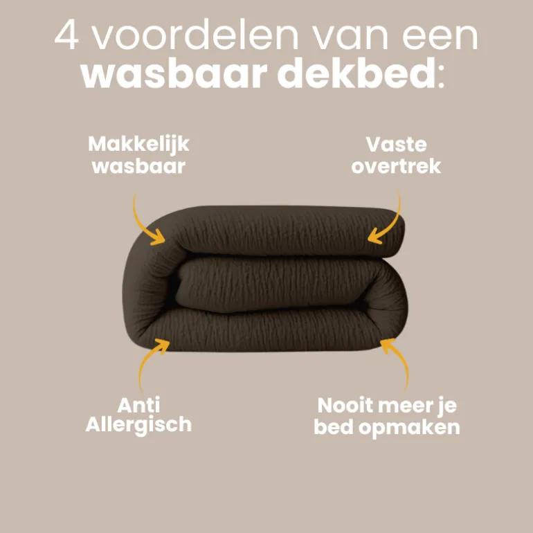 Easy Dekbed Zonder Overtrek - Mousseline - Bruin