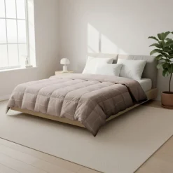 Easy Dekbed Zonder Overtrek - Scribble Squares - Taupe