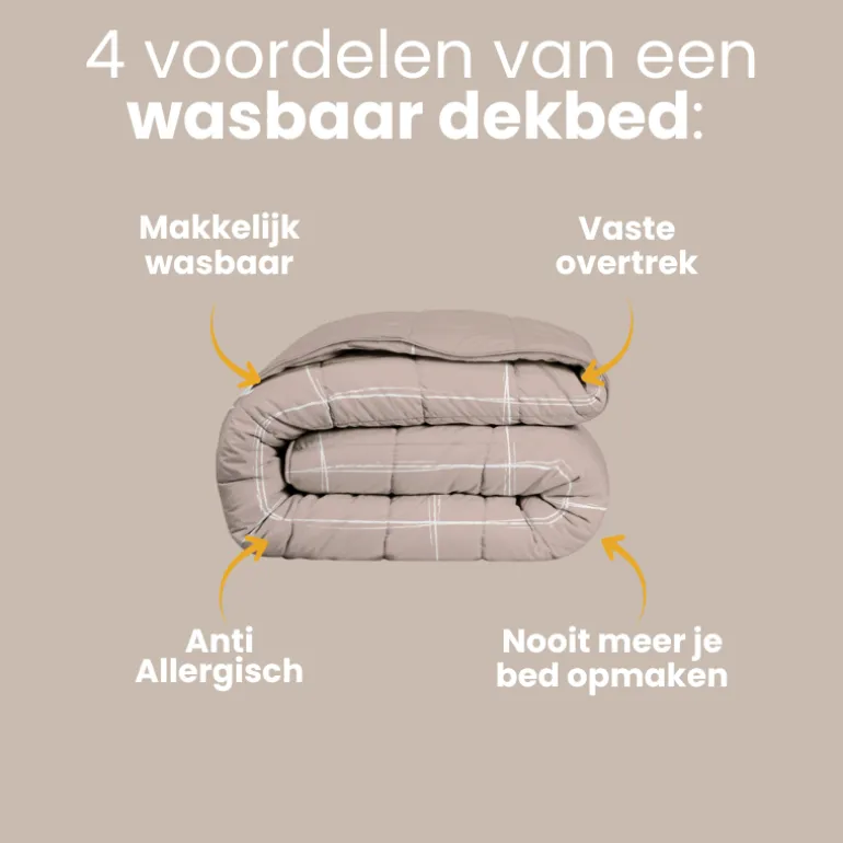 Easy Dekbed Zonder Overtrek - Scribble Squares - Taupe