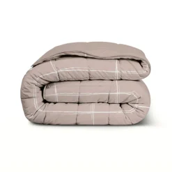 Easy Dekbed Zonder Overtrek - Scribble Squares - Taupe