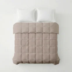 Easy Dekbed Zonder Overtrek - Scribble Squares - Taupe