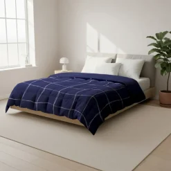 Easy Dekbed Zonder Overtrek - Scribble Squares - Navy
