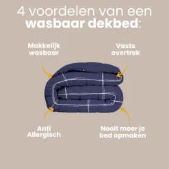 Easy Dekbed Zonder Overtrek - Scribble Squares - Navy