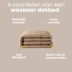 Easy Dekbed Zonder Overtrek - Squares - Taupe