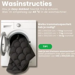 Easy Dekbed Zonder Overtrek - Stone Washed - Zilvergrijs