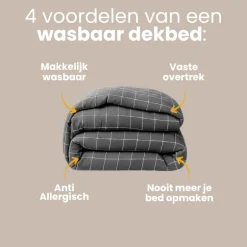 Easy Dekbed Zonder Overtrek - Squares - Grijs