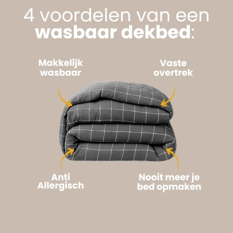 Easy Dekbed Zonder Overtrek - Squares - Grijs
