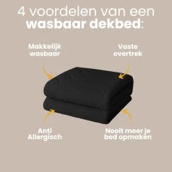 Easy Dekbed Zonder Overtrek Wave Uni - Zwart