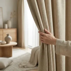 Gordijnen met Linnen Look - Haken - Beige