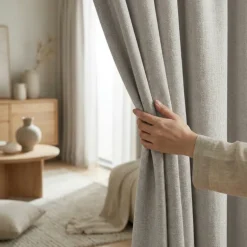 Gordijnen met Linnen Look - Ringen - Off White