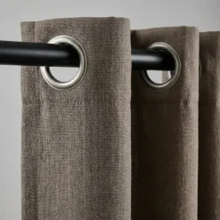 Gordijnen met Linnen Look - Ringen - Taupe