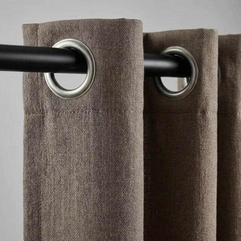Gordijnen met Linnen Look - Ringen - Taupe