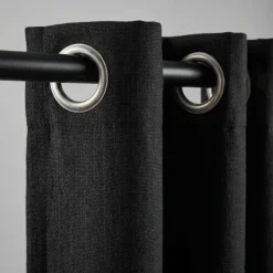 Gordijnen met Linnen Look - Ringen - Zwart