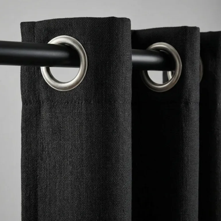 Gordijnen met Linnen Look - Ringen - Zwart