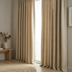 Gordijnen met Linnen Look - Ringen - Beige