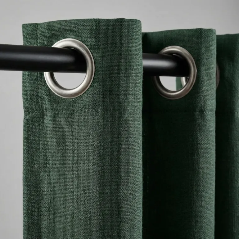 Gordijnen met Linnen Look - Ringen - Groen