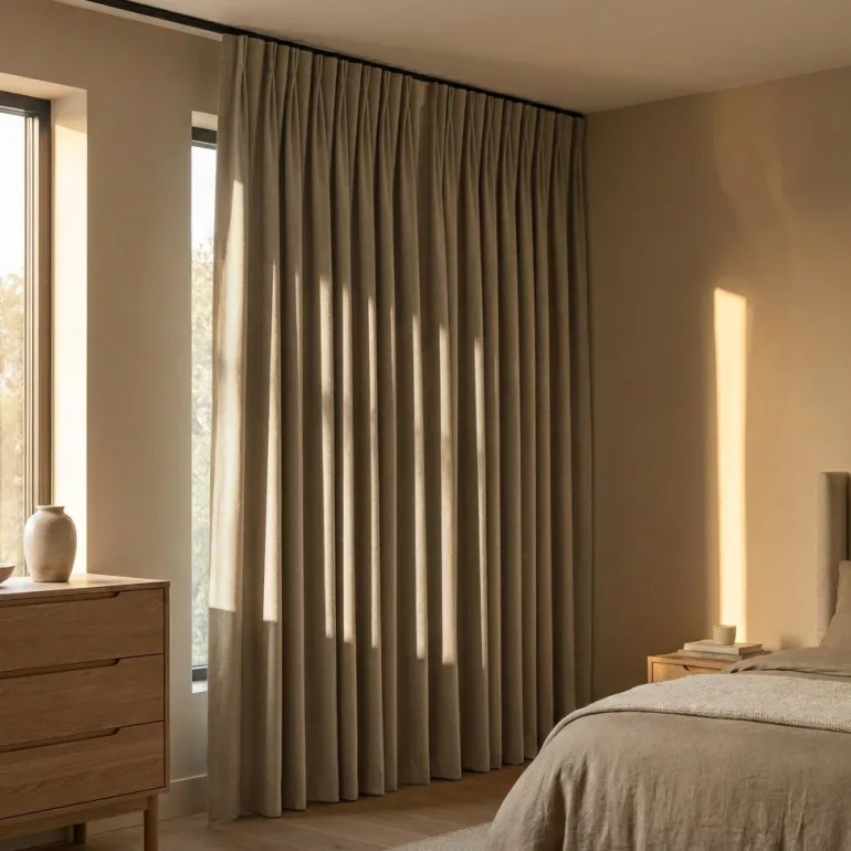 Gordijnen 100% Verduisterend - Haken - Beige