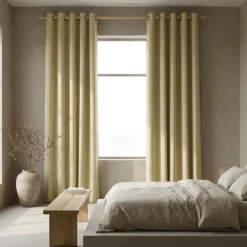 Gordijnen Verduisterend & Isolerend - Ringen - Beige/Zand