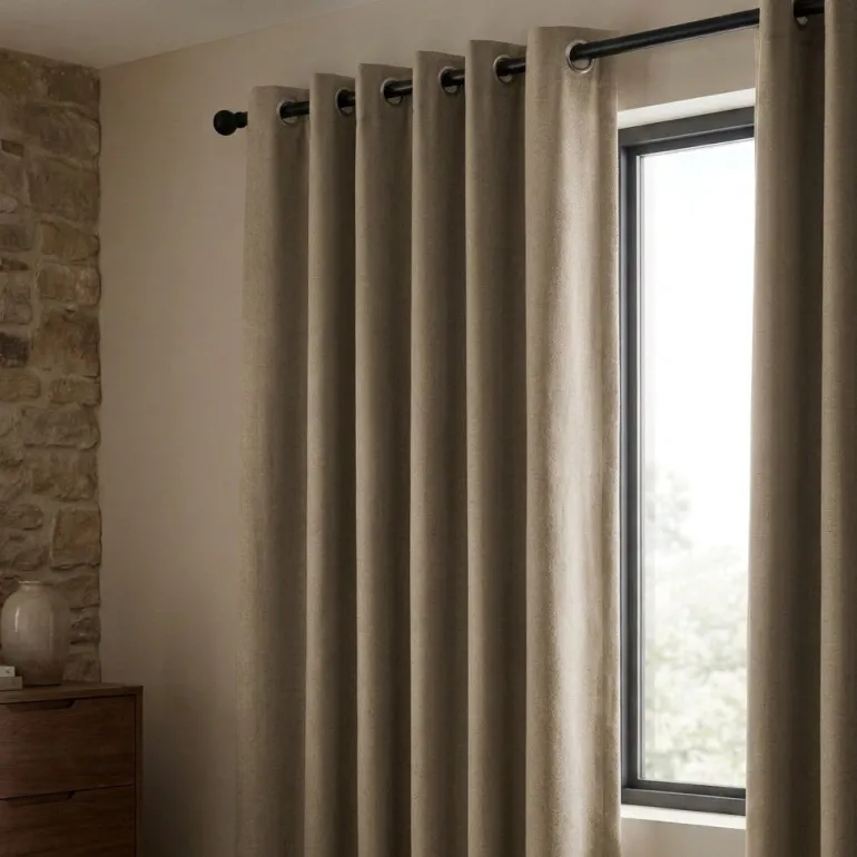 Gordijnen 100% Verduisterend - Ringen - Beige