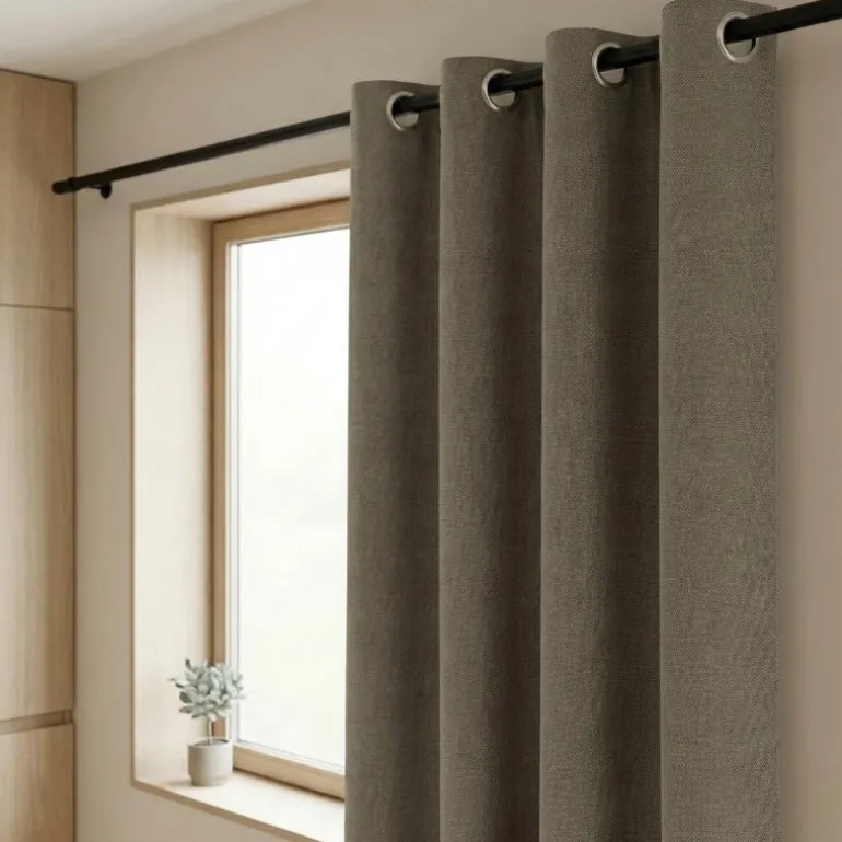 Gordijnen 100% Verduisterend - Ringen - Taupe