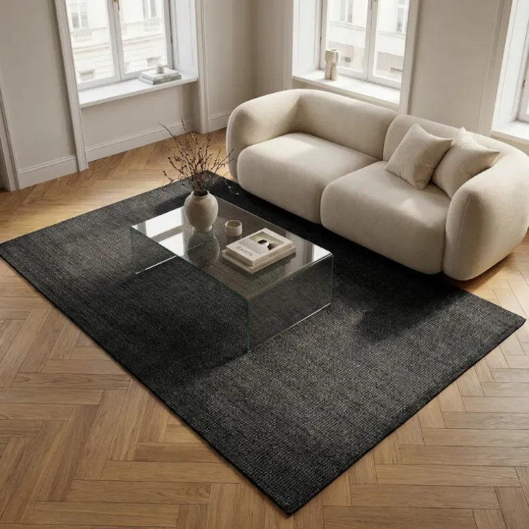Handgeweven Jute Vloerkleed - Zwart