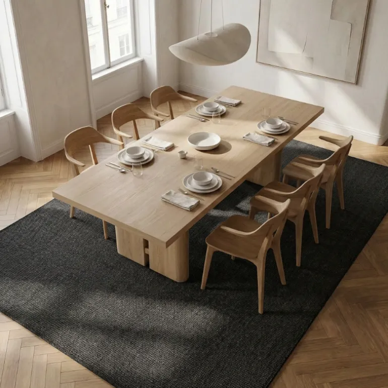 Handgeweven Jute Vloerkleed - Zwart