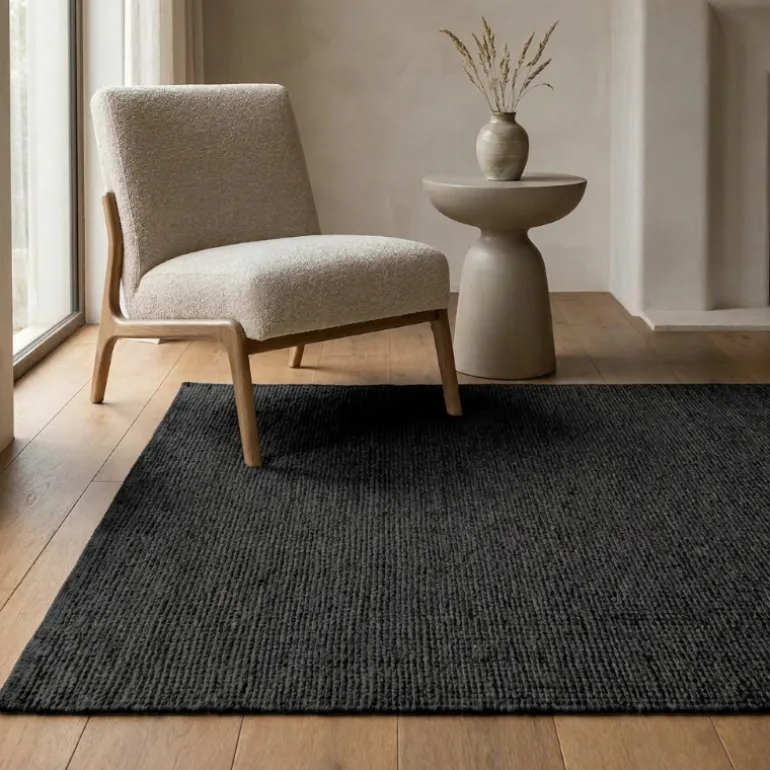 Handgeweven Jute Vloerkleed - Zwart