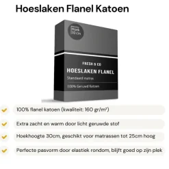 Hoeslaken - Flanel Katoen - Lichtgrijs