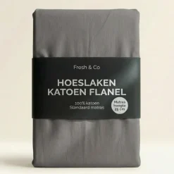 Hoeslaken Katoen Flanel - Antraciet