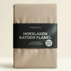 Hoeslaken Katoen Flanel - Crème