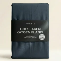 Hoeslaken Katoen Flanel - Navy