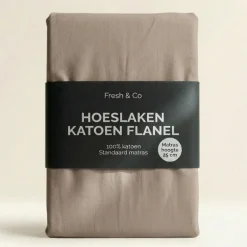 Hoeslaken Katoen Flanel - Taupe