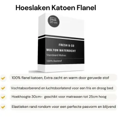 Hoeslaken Katoen Flanel - Wit