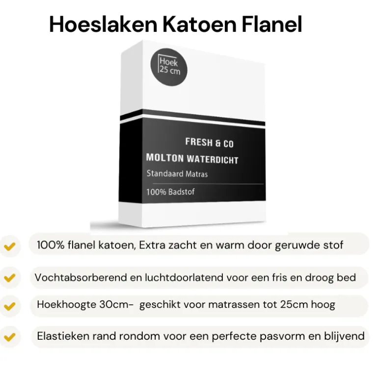 Hoeslaken Katoen Flanel - Wit