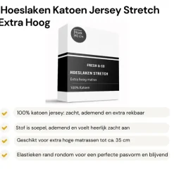 Hoeslaken - Katoen Jersey Stretch - Extra Hoog - Wit