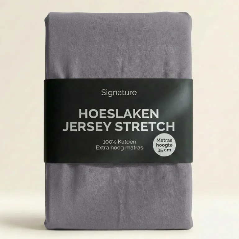 Hoeslaken - Katoen Jersey Stretch - Extra Hoog - Zilver grijs