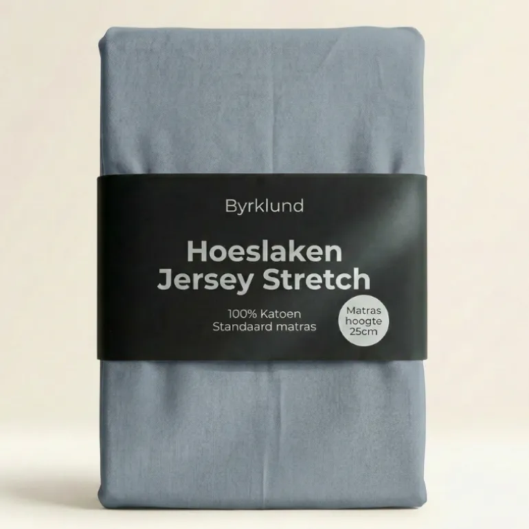 Hoeslaken Katoen - Jersey Stretch - Blauw
