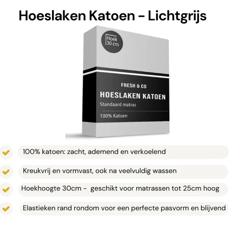 Hoeslaken - Katoen - Lichtgrijs