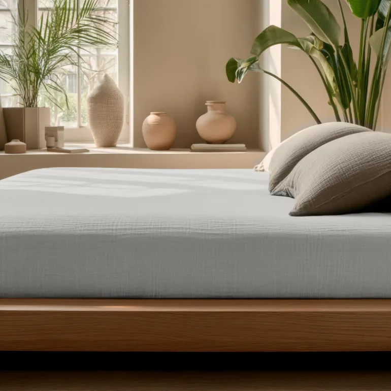 Hoeslaken Katoen Mousseline - Creme
