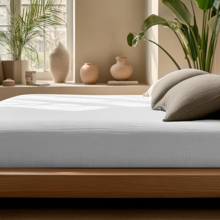 Hoeslaken Katoen Mousseline - Wit