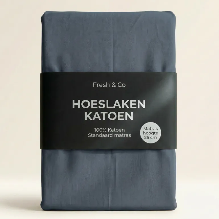 Hoeslaken - Katoen - Navy