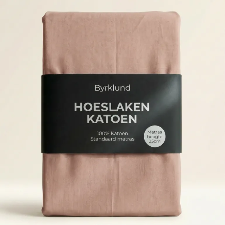 Hoeslaken Katoen - Oud Roze