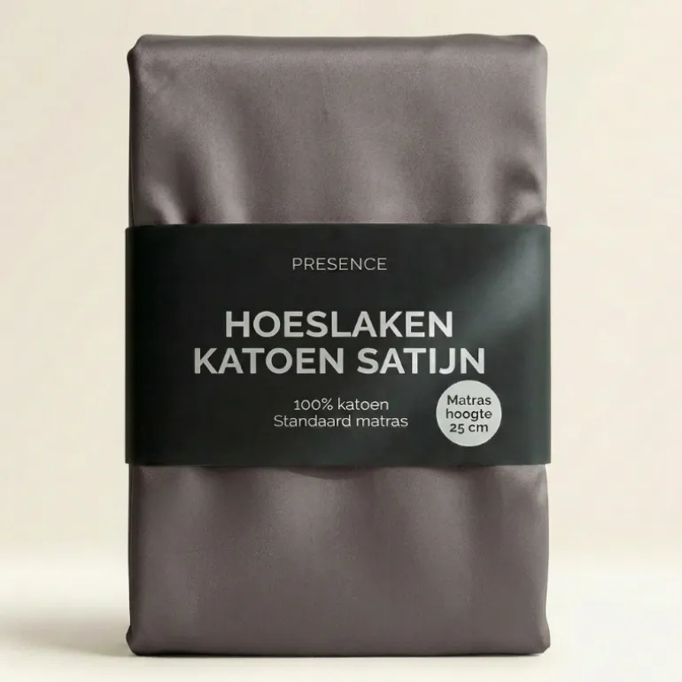 Hoeslaken - Katoen Satijn - Antraciet